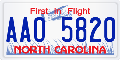 NC license plate AAO5820