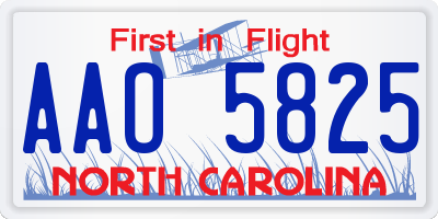 NC license plate AAO5825