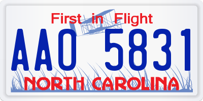NC license plate AAO5831