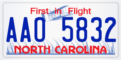 NC license plate AAO5832