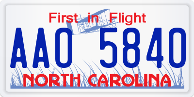 NC license plate AAO5840