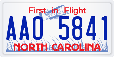 NC license plate AAO5841