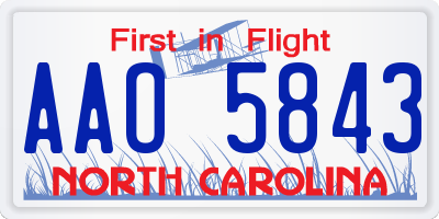 NC license plate AAO5843