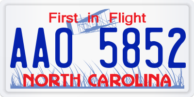 NC license plate AAO5852