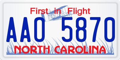NC license plate AAO5870