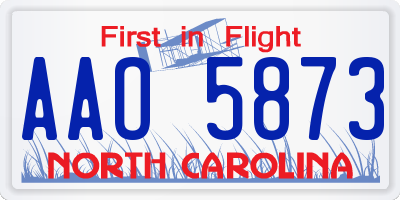 NC license plate AAO5873