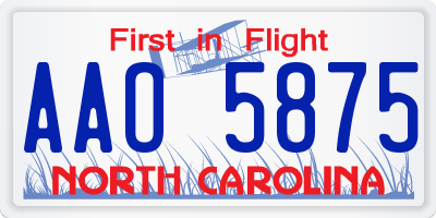 NC license plate AAO5875