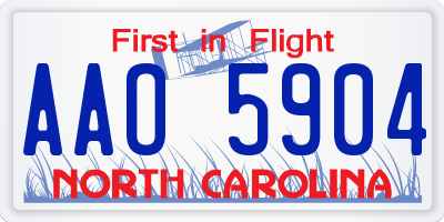 NC license plate AAO5904
