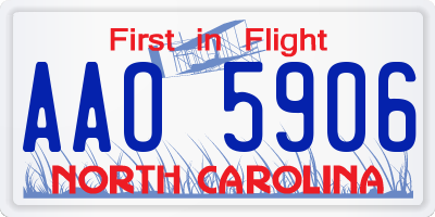 NC license plate AAO5906