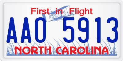 NC license plate AAO5913