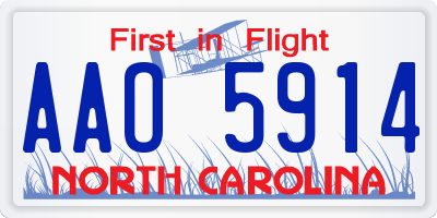 NC license plate AAO5914