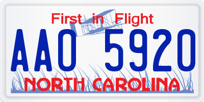 NC license plate AAO5920