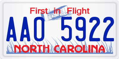 NC license plate AAO5922