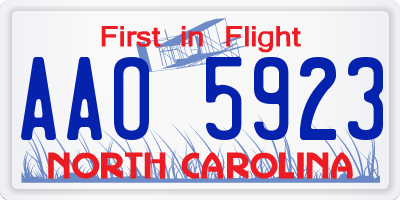 NC license plate AAO5923