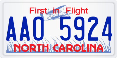 NC license plate AAO5924
