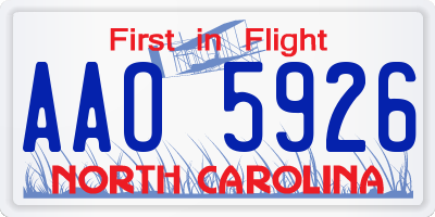 NC license plate AAO5926