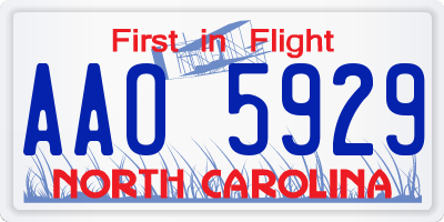 NC license plate AAO5929
