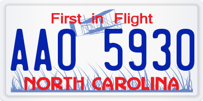NC license plate AAO5930