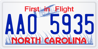 NC license plate AAO5935