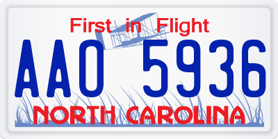 NC license plate AAO5936