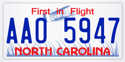 NC license plate AAO5947