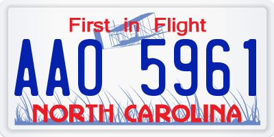 NC license plate AAO5961