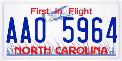 NC license plate AAO5964