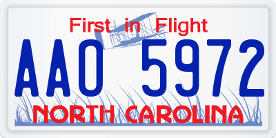 NC license plate AAO5972