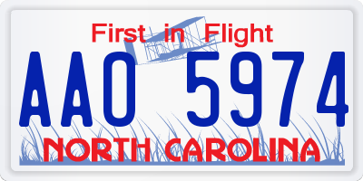 NC license plate AAO5974