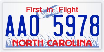 NC license plate AAO5978