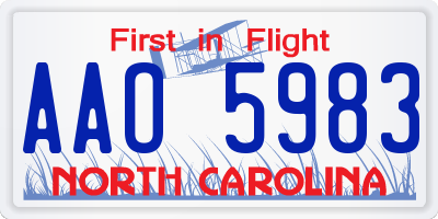 NC license plate AAO5983