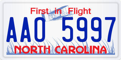 NC license plate AAO5997