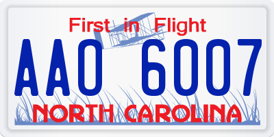 NC license plate AAO6007
