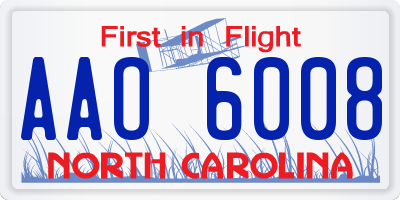 NC license plate AAO6008