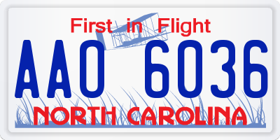 NC license plate AAO6036