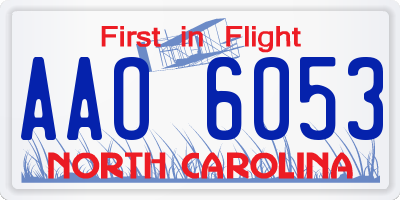 NC license plate AAO6053