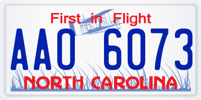 NC license plate AAO6073