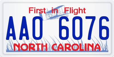 NC license plate AAO6076