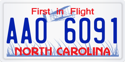 NC license plate AAO6091