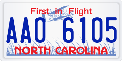 NC license plate AAO6105