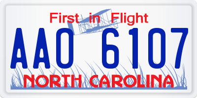 NC license plate AAO6107