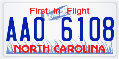 NC license plate AAO6108
