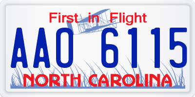 NC license plate AAO6115