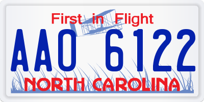 NC license plate AAO6122