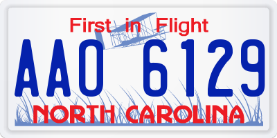 NC license plate AAO6129