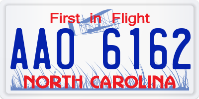 NC license plate AAO6162