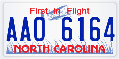 NC license plate AAO6164