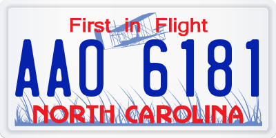NC license plate AAO6181