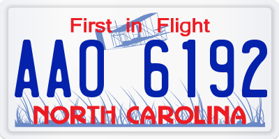 NC license plate AAO6192