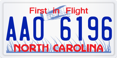 NC license plate AAO6196
